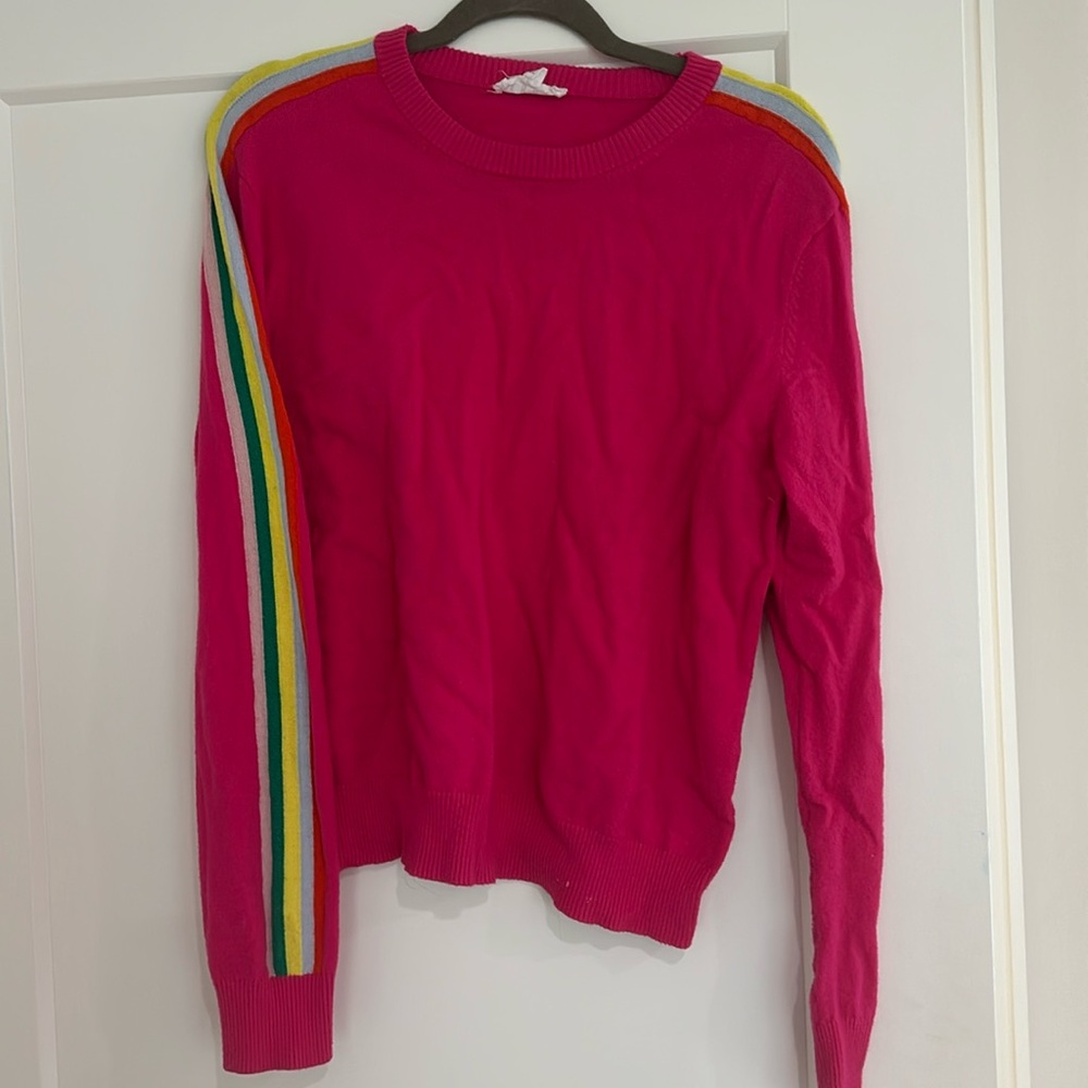 THML pink, strip sleeve sweater, L